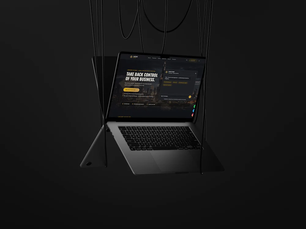 lucent-legal.com on a laptop