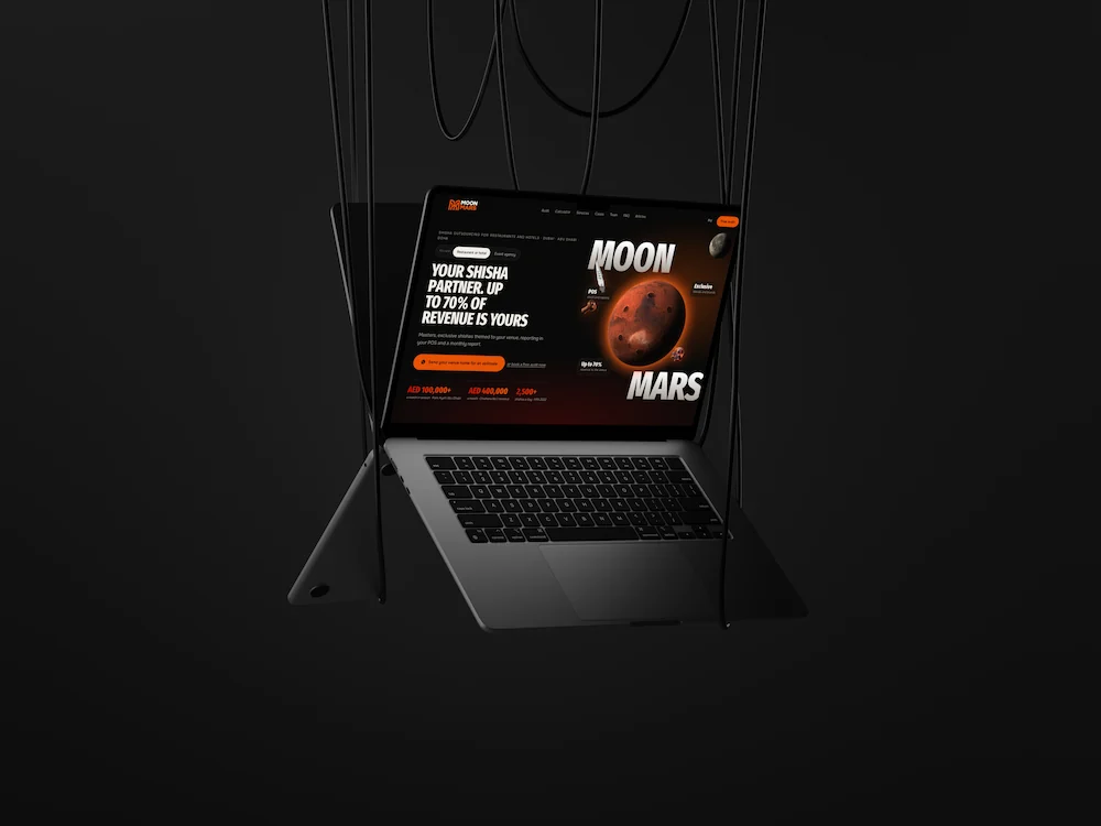 moonmars.ae on a laptop